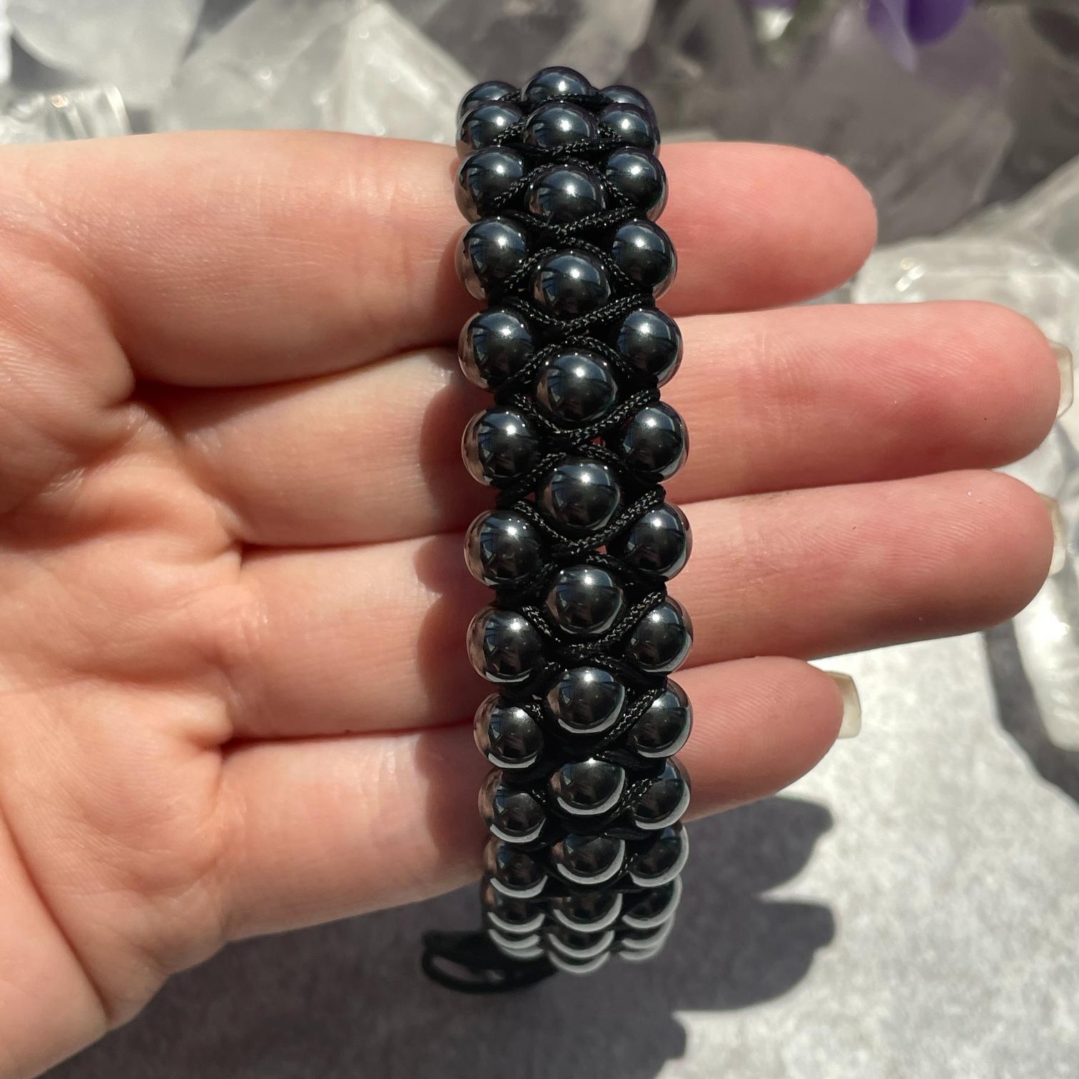 Hematite Adjustable Beaded Bracelet Hematite Adjustable Beaded Bracelet